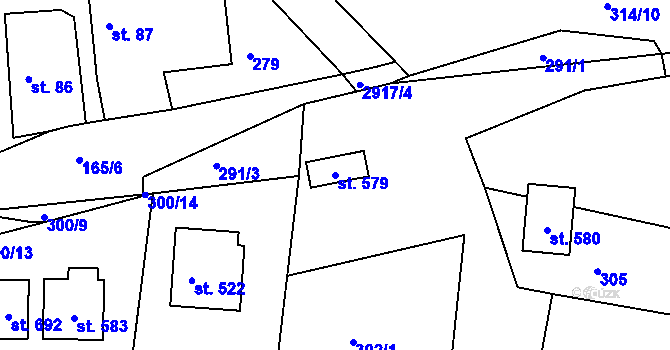Parcela st. 579 v KÚ Korouhev, Katastrální mapa