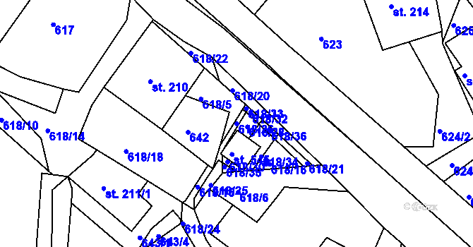 Parcela st. 618/26 v KÚ Korouhev, Katastrální mapa
