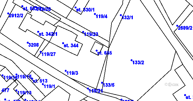 Parcela st. 655 v KÚ Korouhev, Katastrální mapa