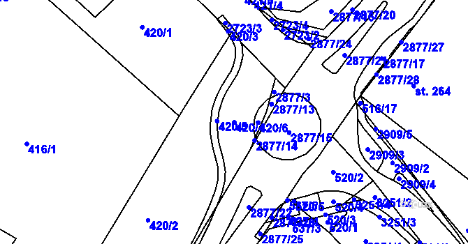 Parcela st. 420/4 v KÚ Korouhev, Katastrální mapa