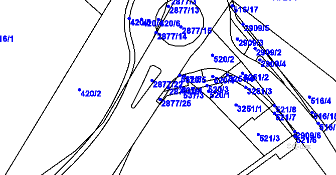 Parcela st. 2877/26 v KÚ Korouhev, Katastrální mapa
