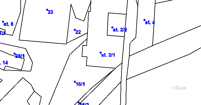 Parcela st. 2/1 v KÚ Lačnov u Korouhve, Katastrální mapa