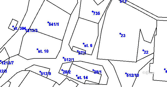 Parcela st. 6 v KÚ Lačnov u Korouhve, Katastrální mapa