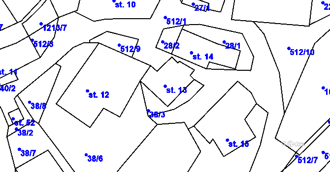 Parcela st. 13 v KÚ Lačnov u Korouhve, Katastrální mapa