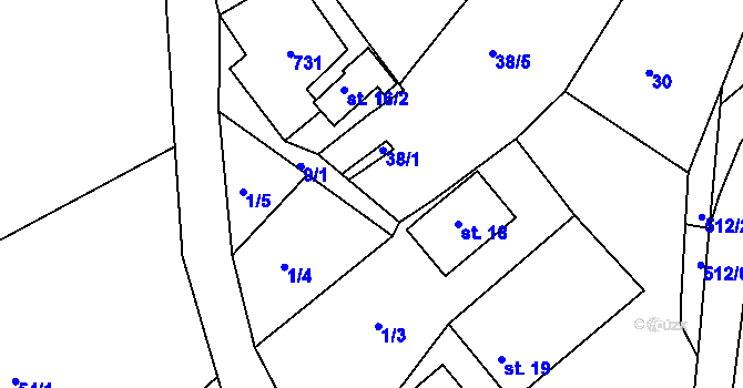 Parcela st. 38/4 v KÚ Lačnov u Korouhve, Katastrální mapa