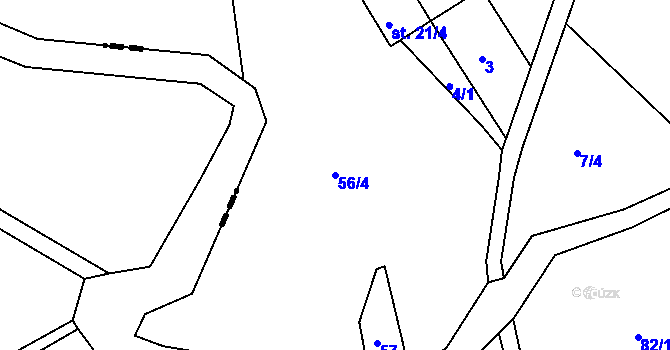 Parcela st. 56/4 v KÚ Lačnov u Korouhve, Katastrální mapa