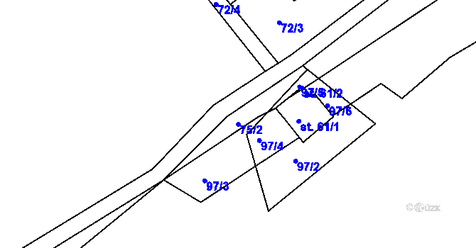 Parcela st. 75/2 v KÚ Lačnov u Korouhve, Katastrální mapa
