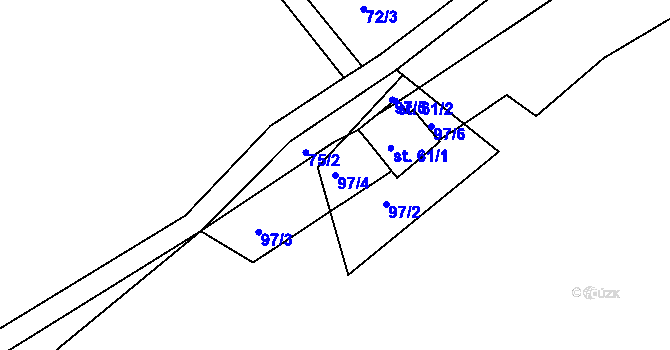 Parcela st. 97/4 v KÚ Lačnov u Korouhve, Katastrální mapa