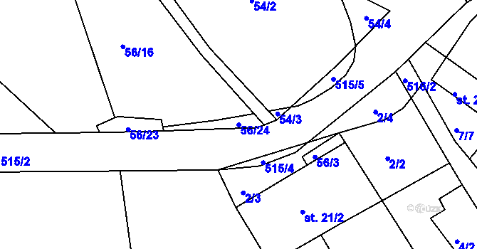 Parcela st. 56/24 v KÚ Lačnov u Korouhve, Katastrální mapa