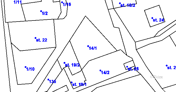 Parcela st. 14/1 v KÚ Kobylnice nad Svratkou, Katastrální mapa