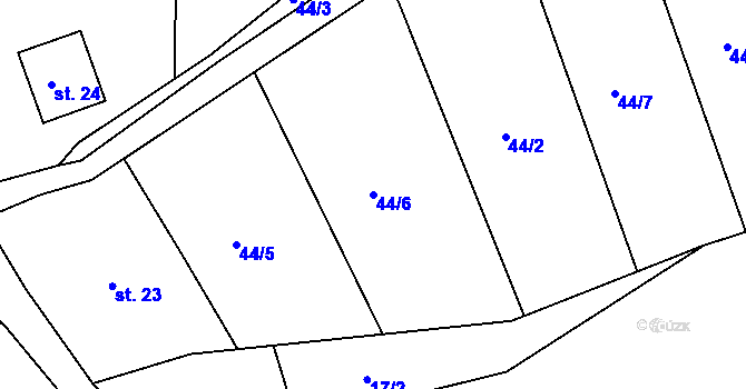Parcela st. 44/6 v KÚ Kobylnice nad Svratkou, Katastrální mapa