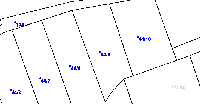 Parcela st. 44/9 v KÚ Kobylnice nad Svratkou, Katastrální mapa