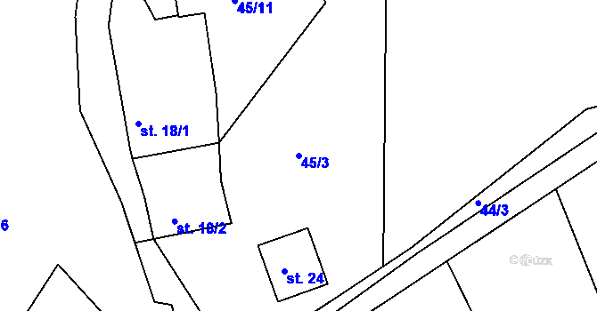 Parcela st. 45/3 v KÚ Kobylnice nad Svratkou, Katastrální mapa