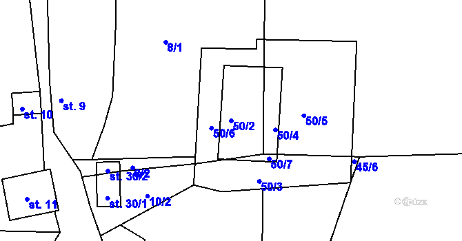Parcela st. 50/2 v KÚ Kobylnice nad Svratkou, Katastrální mapa