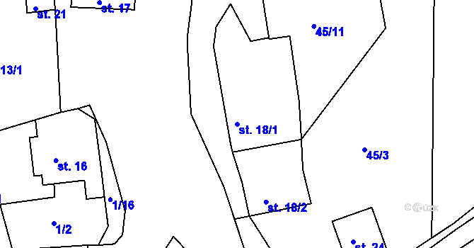 Parcela st. 18/1 v KÚ Kobylnice nad Svratkou, Katastrální mapa