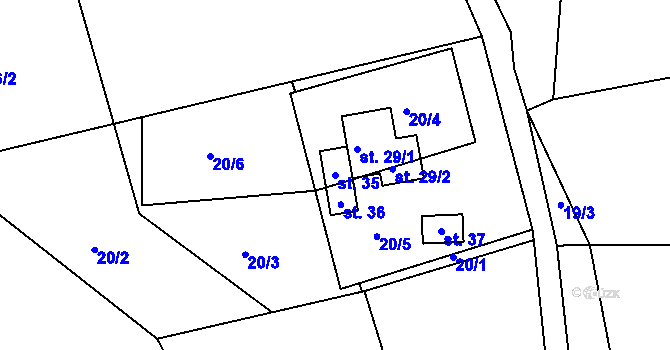 Parcela st. 35 v KÚ Kobylnice nad Svratkou, Katastrální mapa