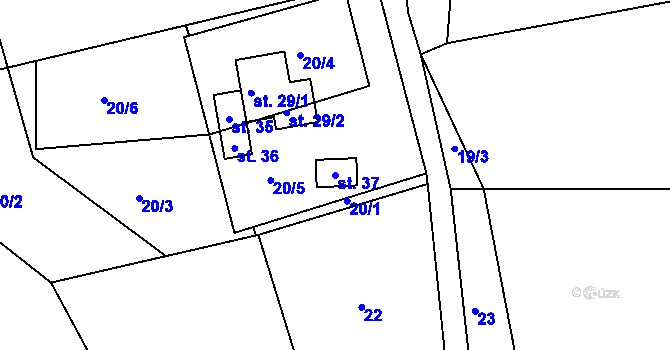 Parcela st. 37 v KÚ Kobylnice nad Svratkou, Katastrální mapa