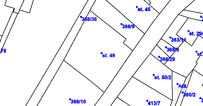 Parcela st. 49 v KÚ Koroužné, Katastrální mapa