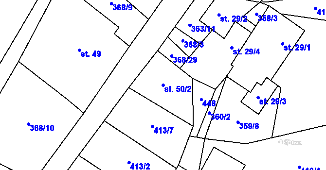 Parcela st. 50/2 v KÚ Koroužné, Katastrální mapa