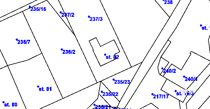 Parcela st. 82 v KÚ Koroužné, Katastrální mapa