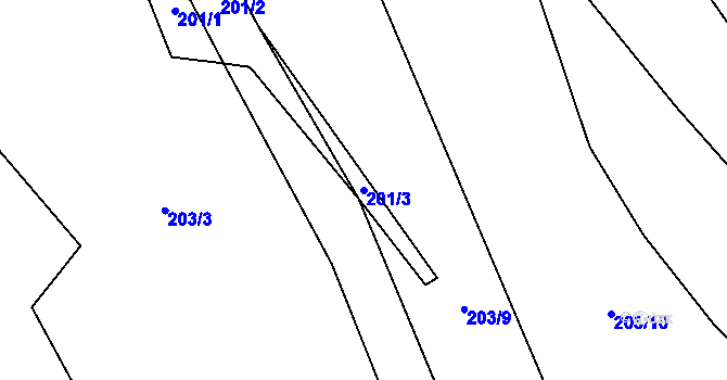 Parcela st. 201/3 v KÚ Koroužné, Katastrální mapa