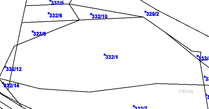 Parcela st. 332/1 v KÚ Koroužné, Katastrální mapa
