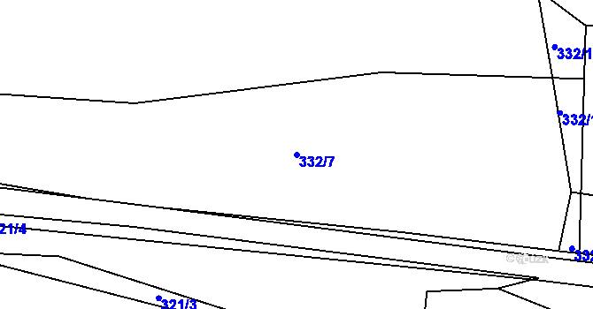 Parcela st. 332/7 v KÚ Koroužné, Katastrální mapa
