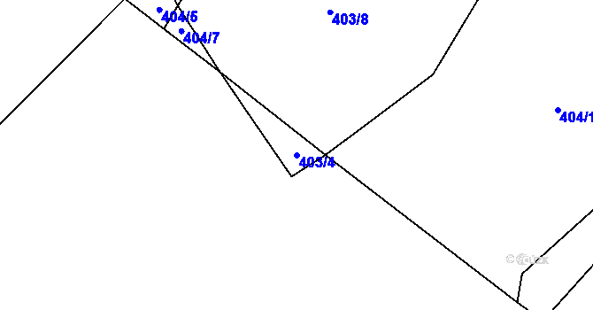 Parcela st. 403/4 v KÚ Koroužné, Katastrální mapa