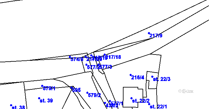Parcela st. 217/18 v KÚ Švařec, Katastrální mapa