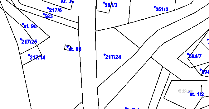 Parcela st. 217/24 v KÚ Švařec, Katastrální mapa