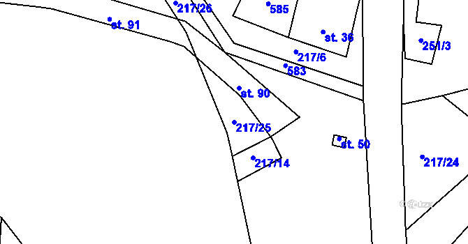 Parcela st. 217/25 v KÚ Švařec, Katastrální mapa