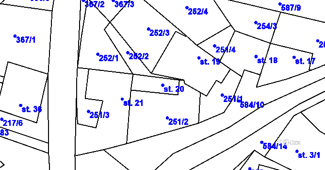 Parcela st. 20 v KÚ Švařec, Katastrální mapa