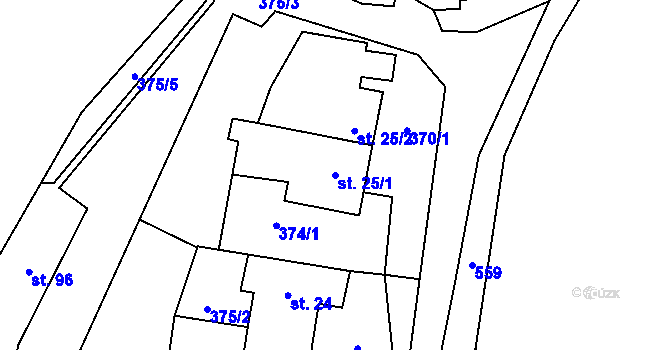 Parcela st. 25/1 v KÚ Švařec, Katastrální mapa