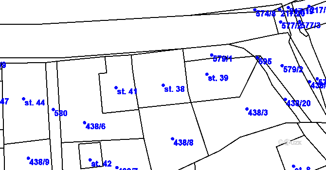 Parcela st. 38 v KÚ Švařec, Katastrální mapa