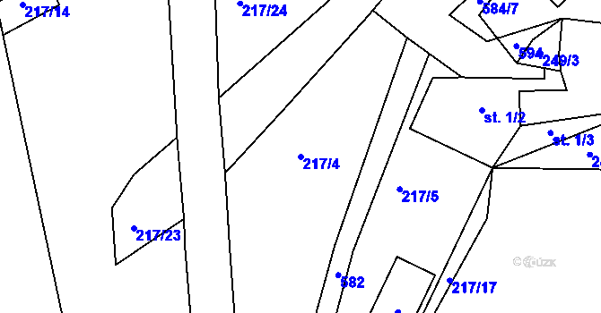 Parcela st. 217/4 v KÚ Švařec, Katastrální mapa