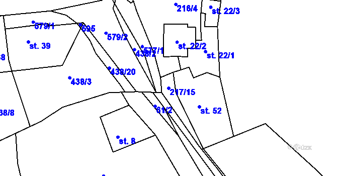 Parcela st. 217/15 v KÚ Švařec, Katastrální mapa