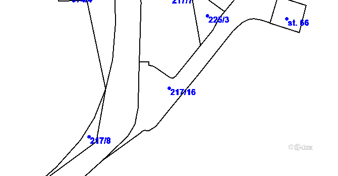 Parcela st. 217/16 v KÚ Švařec, Katastrální mapa