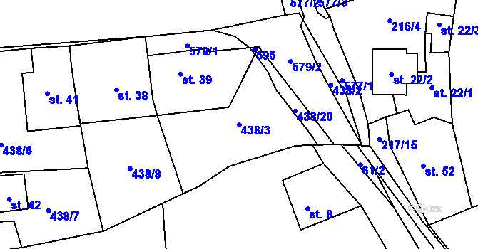 Parcela st. 438/3 v KÚ Švařec, Katastrální mapa