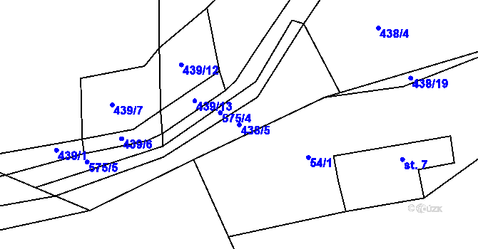 Parcela st. 438/5 v KÚ Švařec, Katastrální mapa