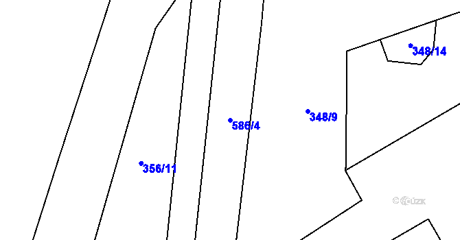 Parcela st. 586/4 v KÚ Švařec, Katastrální mapa