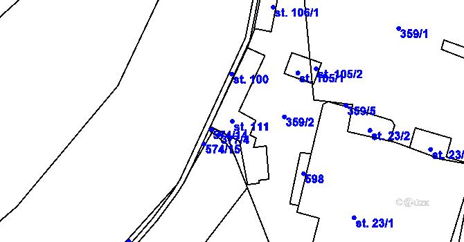 Parcela st. 111 v KÚ Švařec, Katastrální mapa