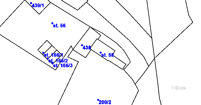 Parcela st. 58 v KÚ Korozluky, Katastrální mapa