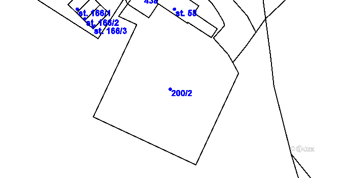 Parcela st. 200/2 v KÚ Korozluky, Katastrální mapa