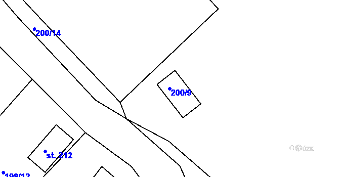 Parcela st. 200/9 v KÚ Korozluky, Katastrální mapa