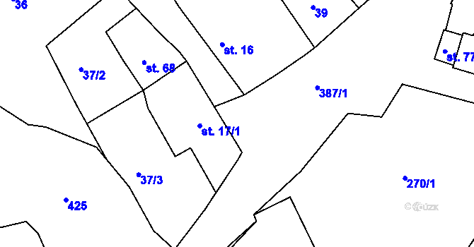 Parcela st. 387/1 v KÚ Korozluky, Katastrální mapa