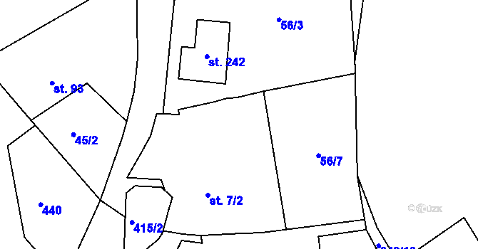 Parcela st. 56/6 v KÚ Korozluky, Katastrální mapa