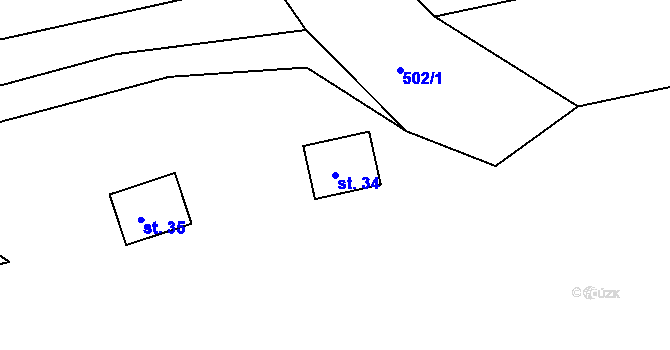 Parcela st. 34 v KÚ Sedlec u Obrnic, Katastrální mapa