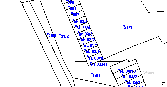 Parcela st. 83/1 v KÚ Sedlec u Obrnic, Katastrální mapa