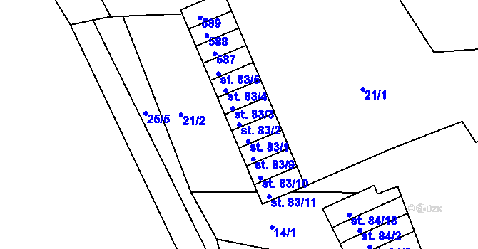 Parcela st. 83/2 v KÚ Sedlec u Obrnic, Katastrální mapa