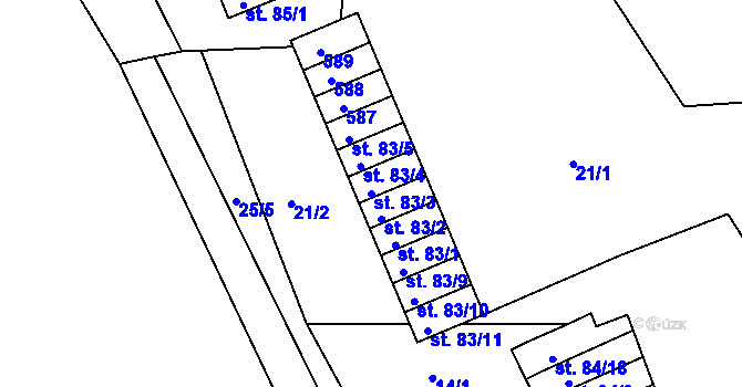 Parcela st. 83/3 v KÚ Sedlec u Obrnic, Katastrální mapa